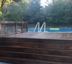 Deck after prep & Dark Walnut stain application